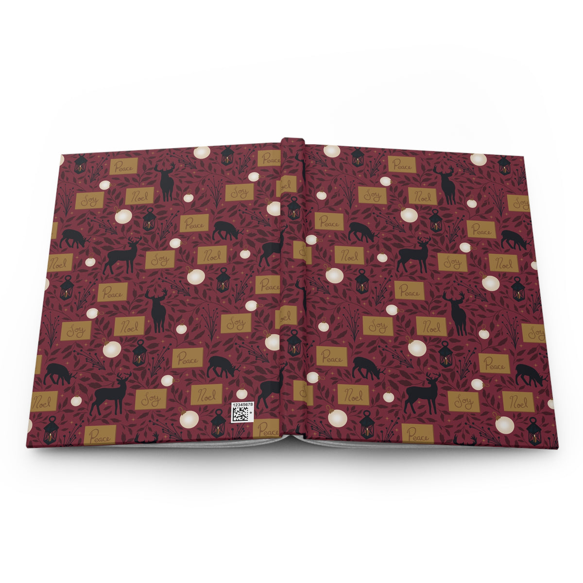 Red Woodland Deer Hardcover Journal | Vintage Christmas Lined Notebook
