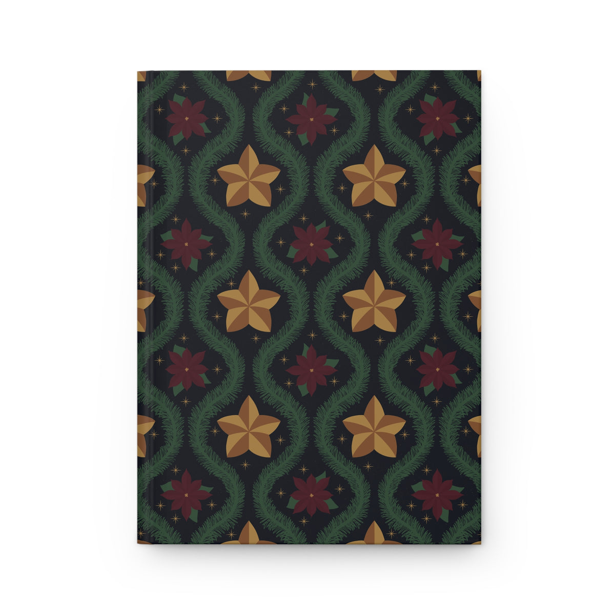 Blue Vintage Poinsettia Hardcover Journal | Christmas Lined Notebook