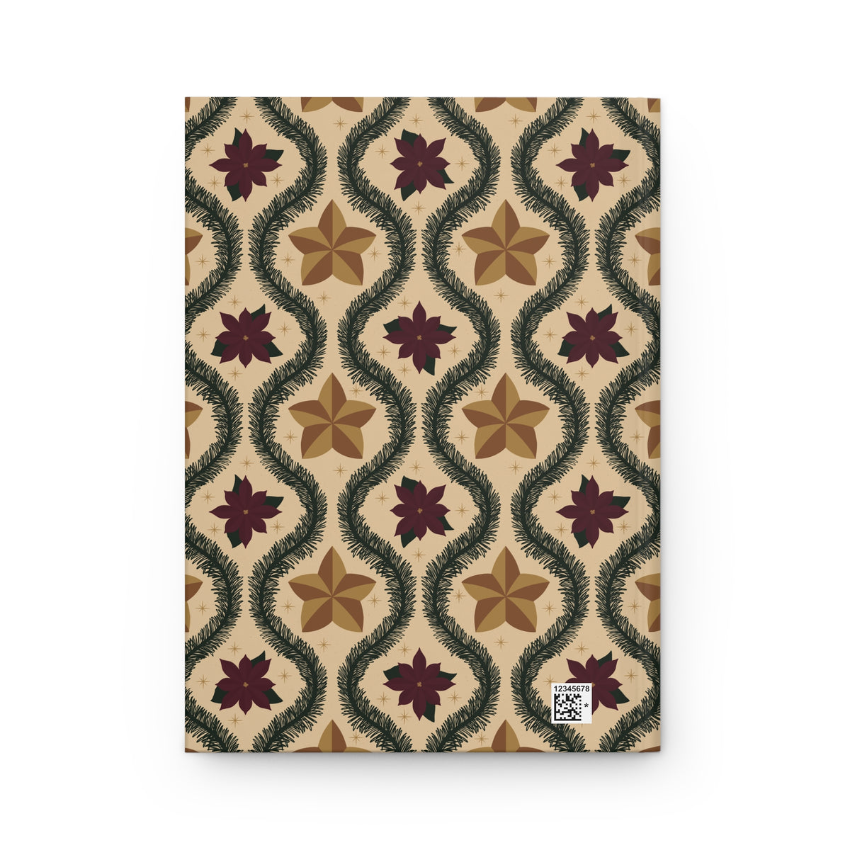 Cream Vintage Poinsettia Hardcover Journal | Christmas Lined Notebook