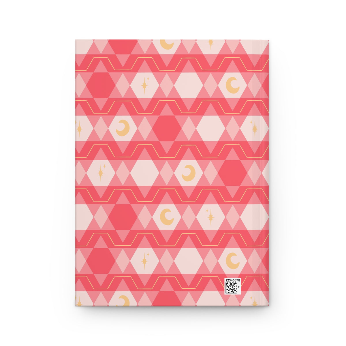 Pink Retro Celestial Hardcover Journal | Geometric Moon & Star Notebook