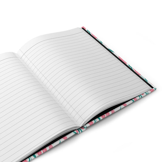 Pink Floral Hardcover Journal | Cottagecore Matte Notebook for Writing & Journaling