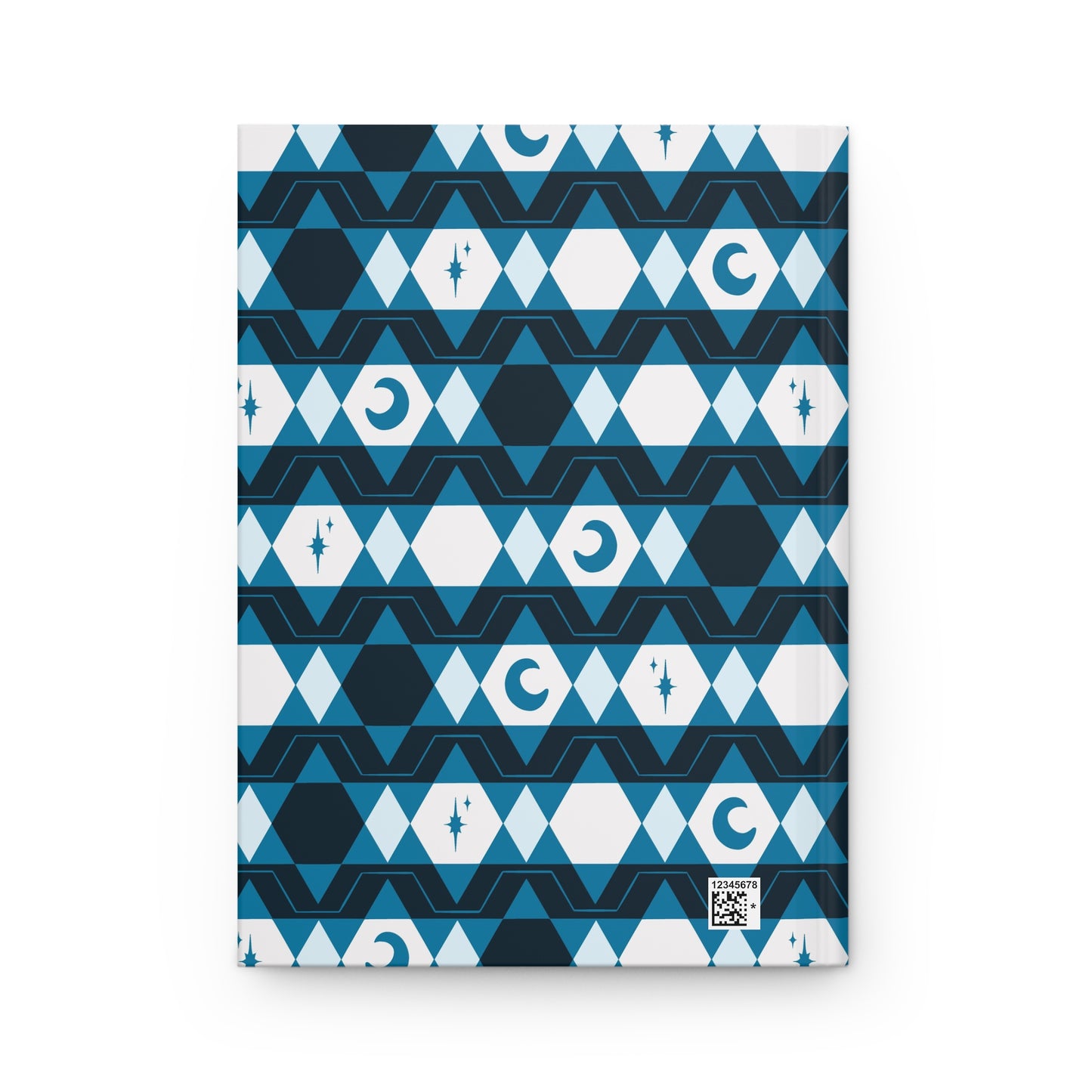 Blue Retro Celestial Hardcover Journal | Geometric Moon & Star Notebook