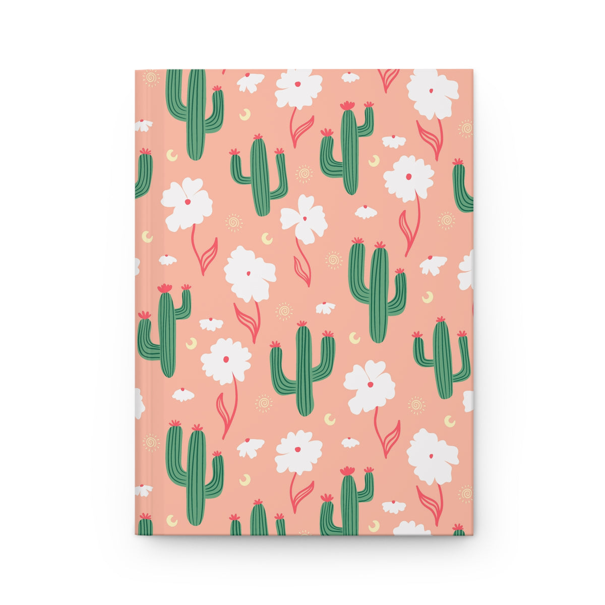 Peach Cactus & Wildflower Hardcover Journal | Desert Floral Lined Notebook