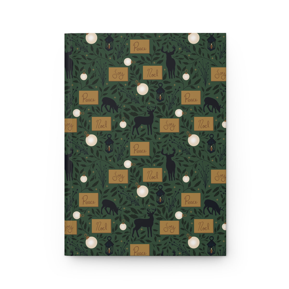 Green Woodland Deer Hardcover Journal | Vintage Christmas Lined Notebook