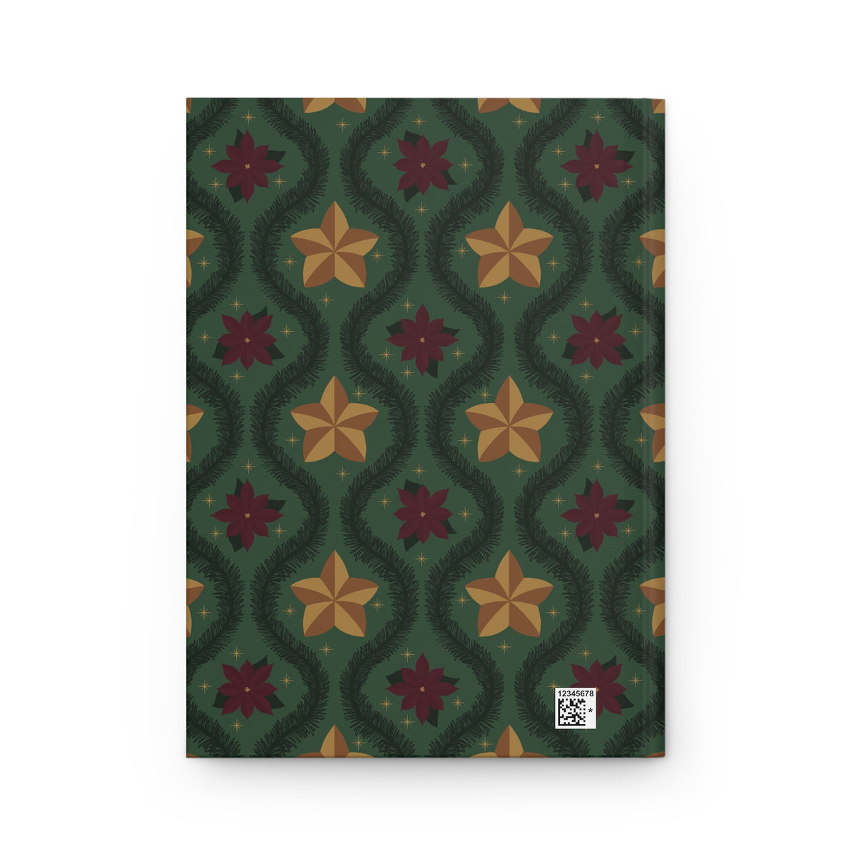 Vintage Poinsettia Hardcover Journal | Green Christmas Lined Notebook