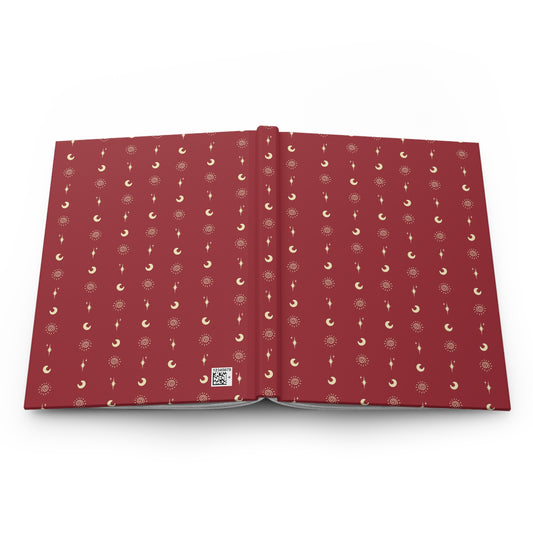 Crimson Celestial Hardcover Journal | Sun Moon & Star Lined Notebook