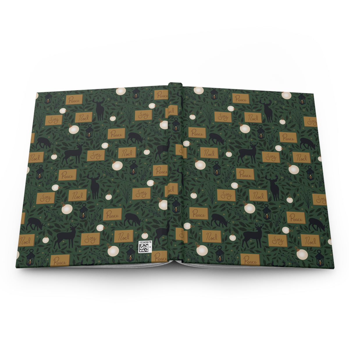 Green Woodland Deer Hardcover Journal | Vintage Christmas Lined Notebook