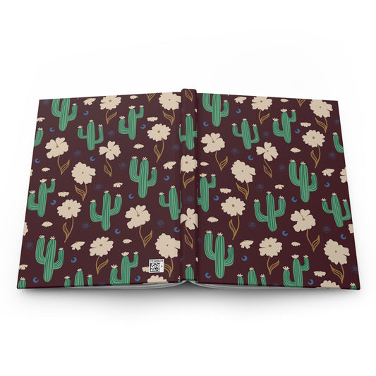 Cactus & Wildflower Hardcover Journal | Burgundy Desert Floral Notebook