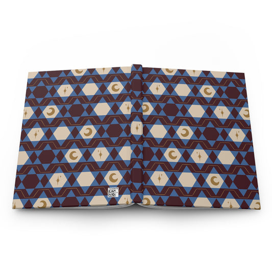 Burgundy & Blue Celestial Hardcover Journal | Retro Geometric Notebook