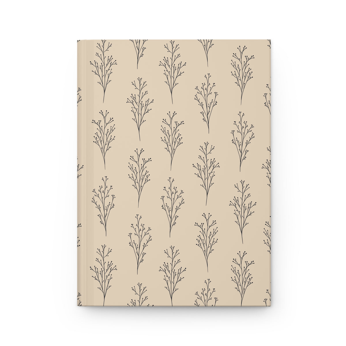 Cream & Black Botanical Hardcover Journal | Minimalist Lined Notebook