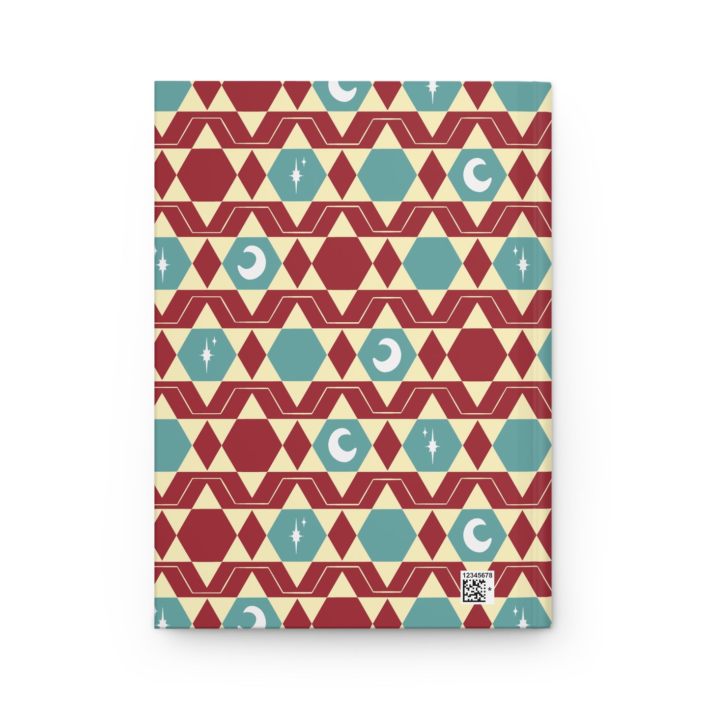 Retro Red & Teal Celestial Hardcover Journal | Geometric Moon Notebook
