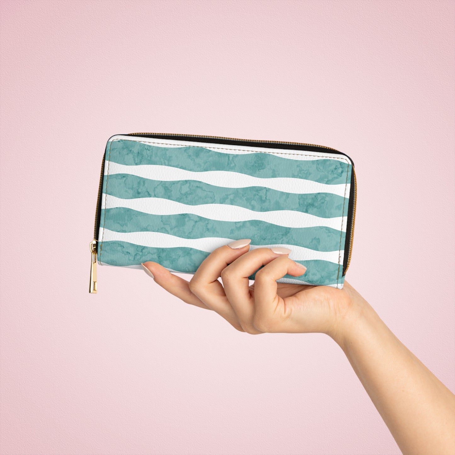 Drift & Daydream: Coastal Drift Lines Zipper Wallet