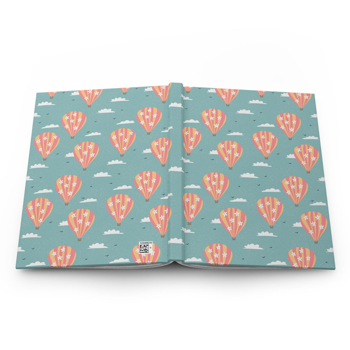 Blooming Skies Journal – Teal Hot Air Balloon Notebook | Coastal Dream Aesthetic Journal | Whimsical Floral Sky Writing Notebook