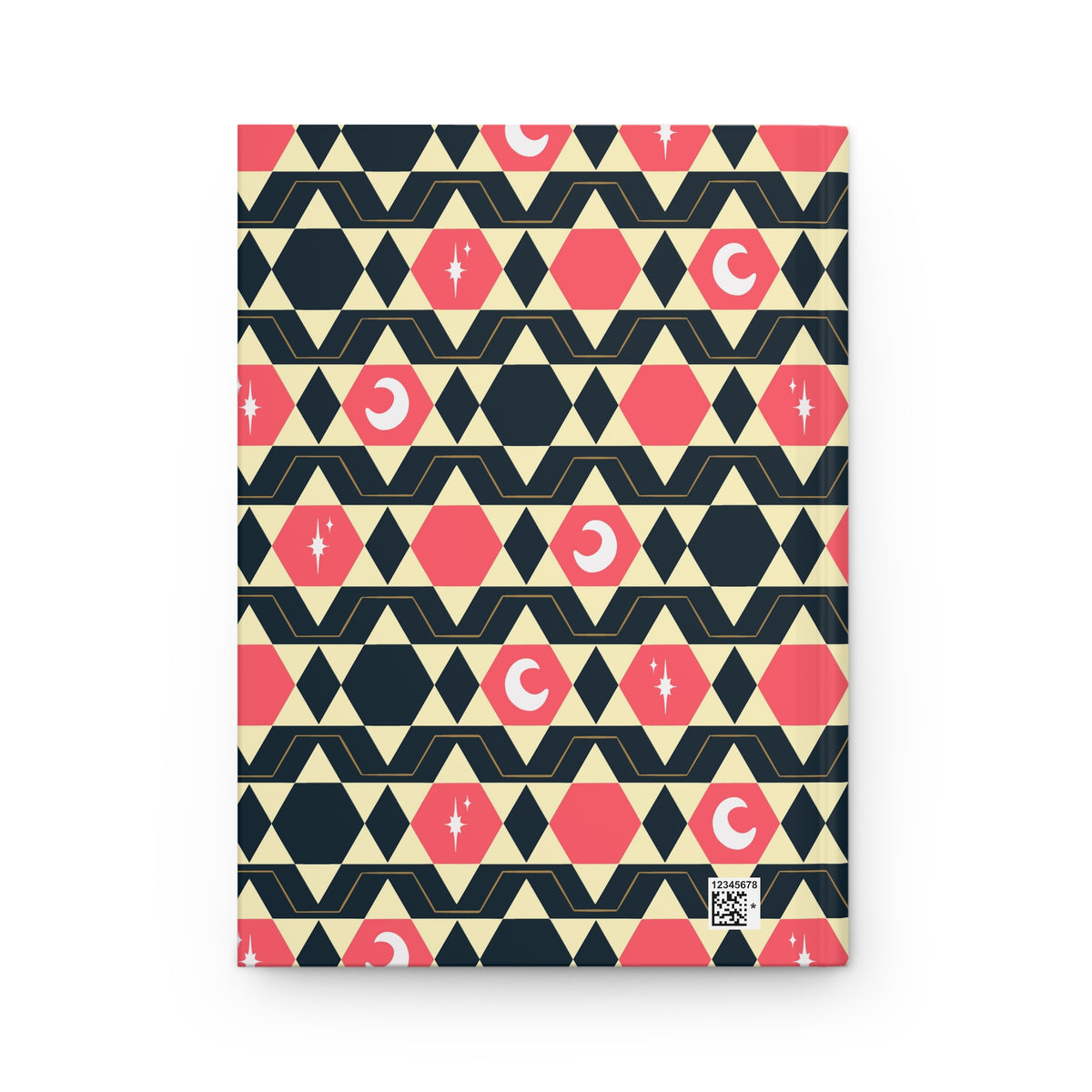 Retro Geometric Celestial Hardcover Journal | Moon & Star Lined Notebook