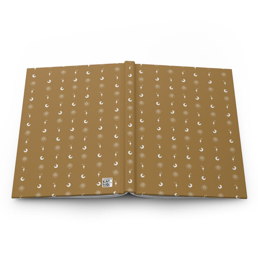 Golden Celestial Hardcover Journal | Sun, Moon & Star Lined Notebook