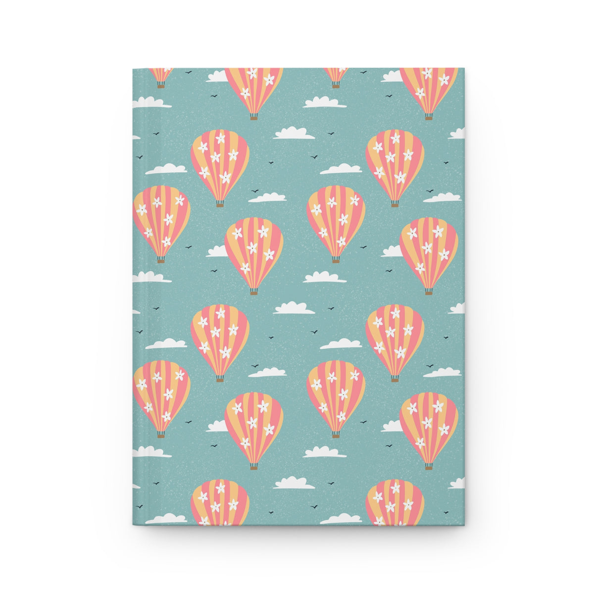 Blooming Skies Journal – Teal Hot Air Balloon Notebook | Coastal Dream Aesthetic Journal | Whimsical Floral Sky Writing Notebook