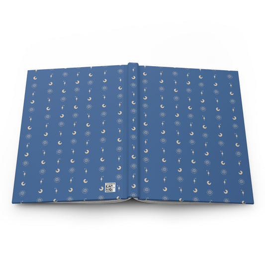Cornflower Blue Celestial Hardcover Journal | Sun Moon & Star Notebook