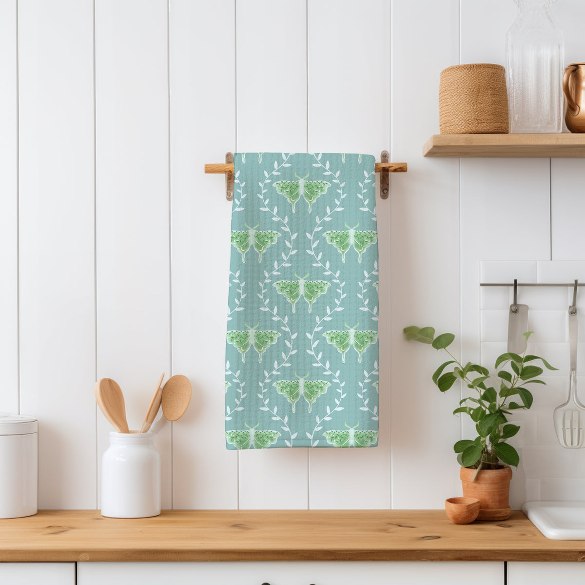 Whimsical Moth Seamless Pattern Green – Dreamy 12x12” PNG, 300 DPI, Commercial Use