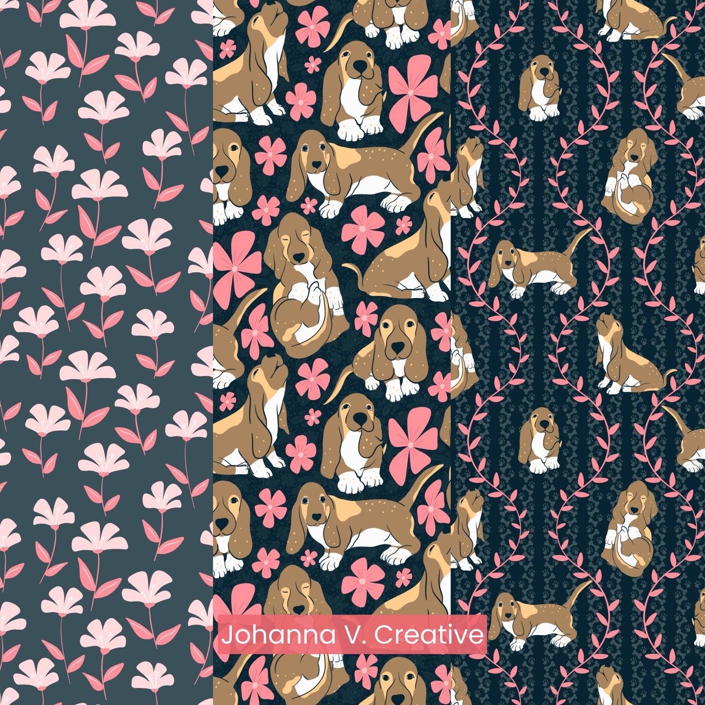 Basset Hound Wallpaper Bundle of 3 Black | Cute Dog Phone, Tablet & 4K Desktop Backgrounds | Cozy Aesthetic Screen Art | Instant Download | Personal Use
