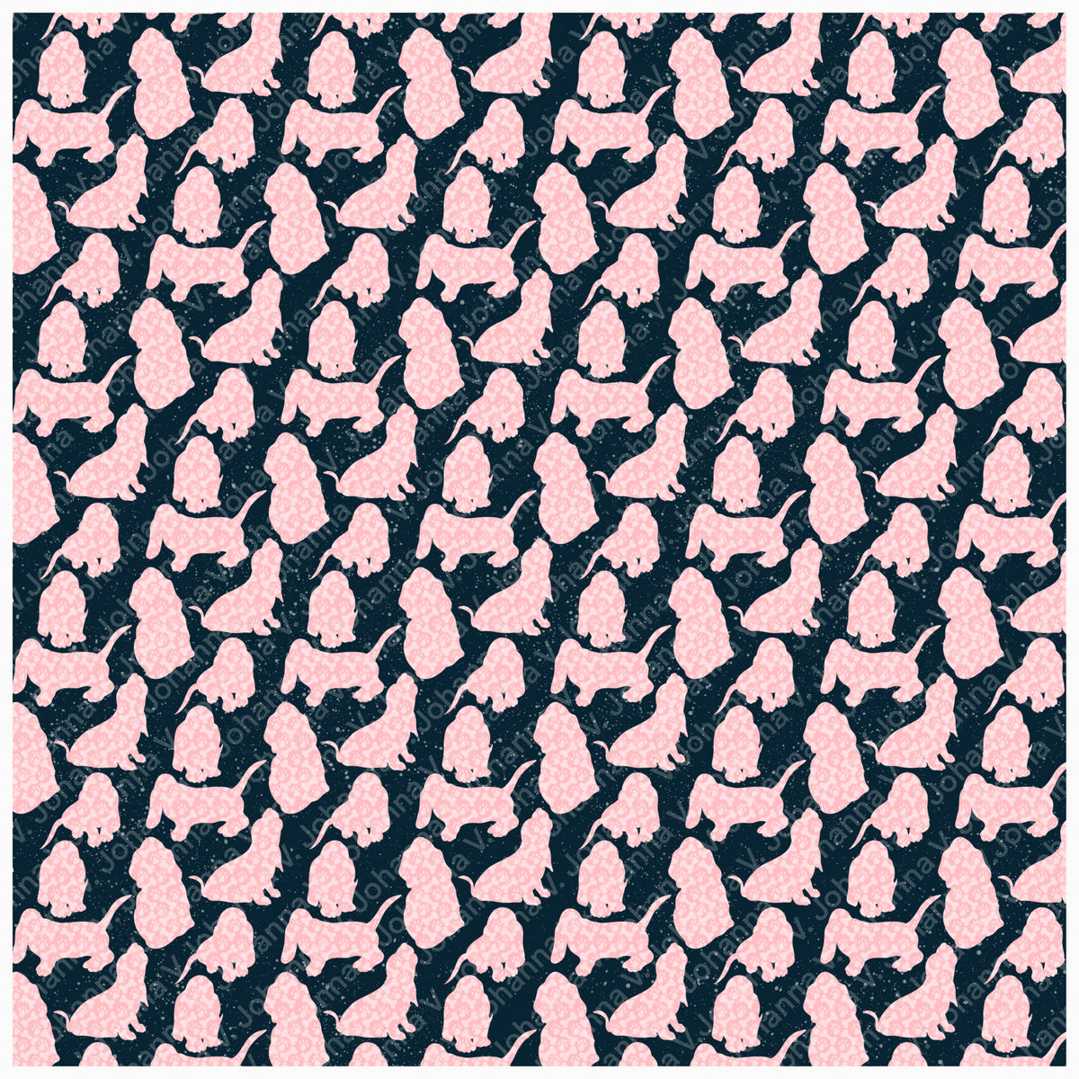 Basset Hound Seamless Pattern Bundle Black | Florals, Botanicals & Dog Toys | 12x12” PNGs | Digital Download | Commercial & Personal