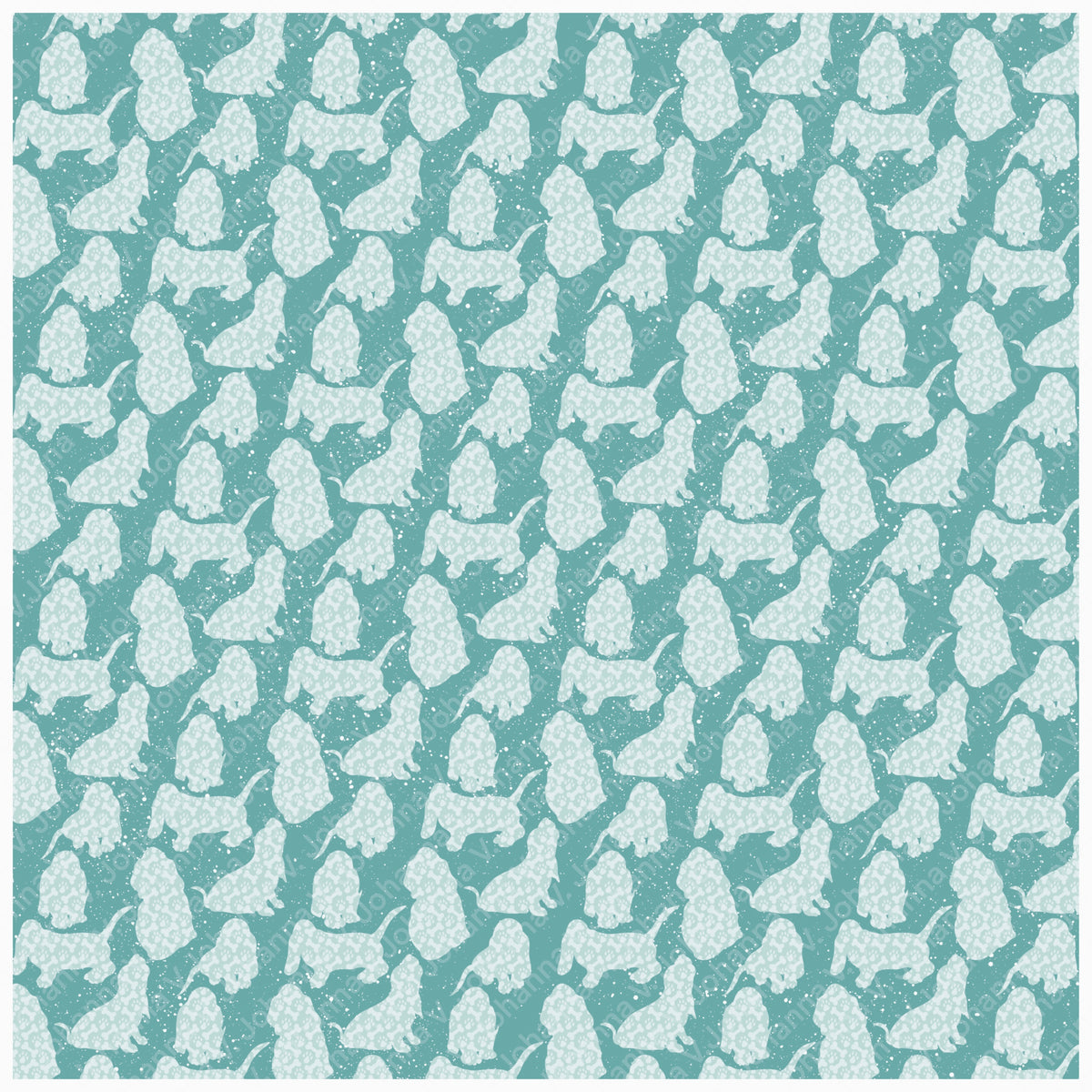 Basset Hound Seamless Pattern Bundle Blue Green | Florals, Botanicals & Dog Toys | 12x12” PNGs | Digital Download | Commercial & Personal