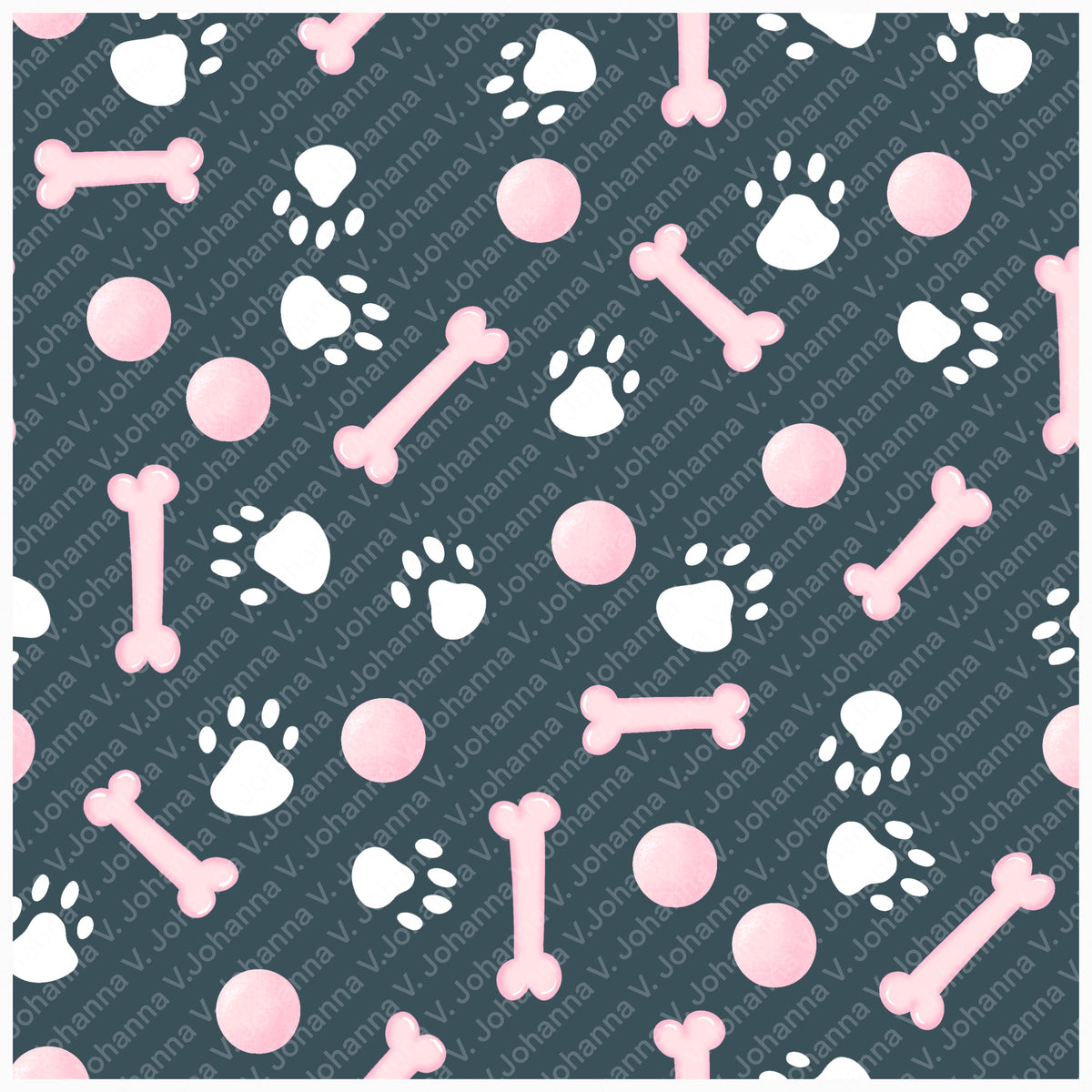 Basset Hound Seamless Pattern Bundle Black | Florals, Botanicals & Dog Toys | 12x12” PNGs | Digital Download | Commercial & Personal