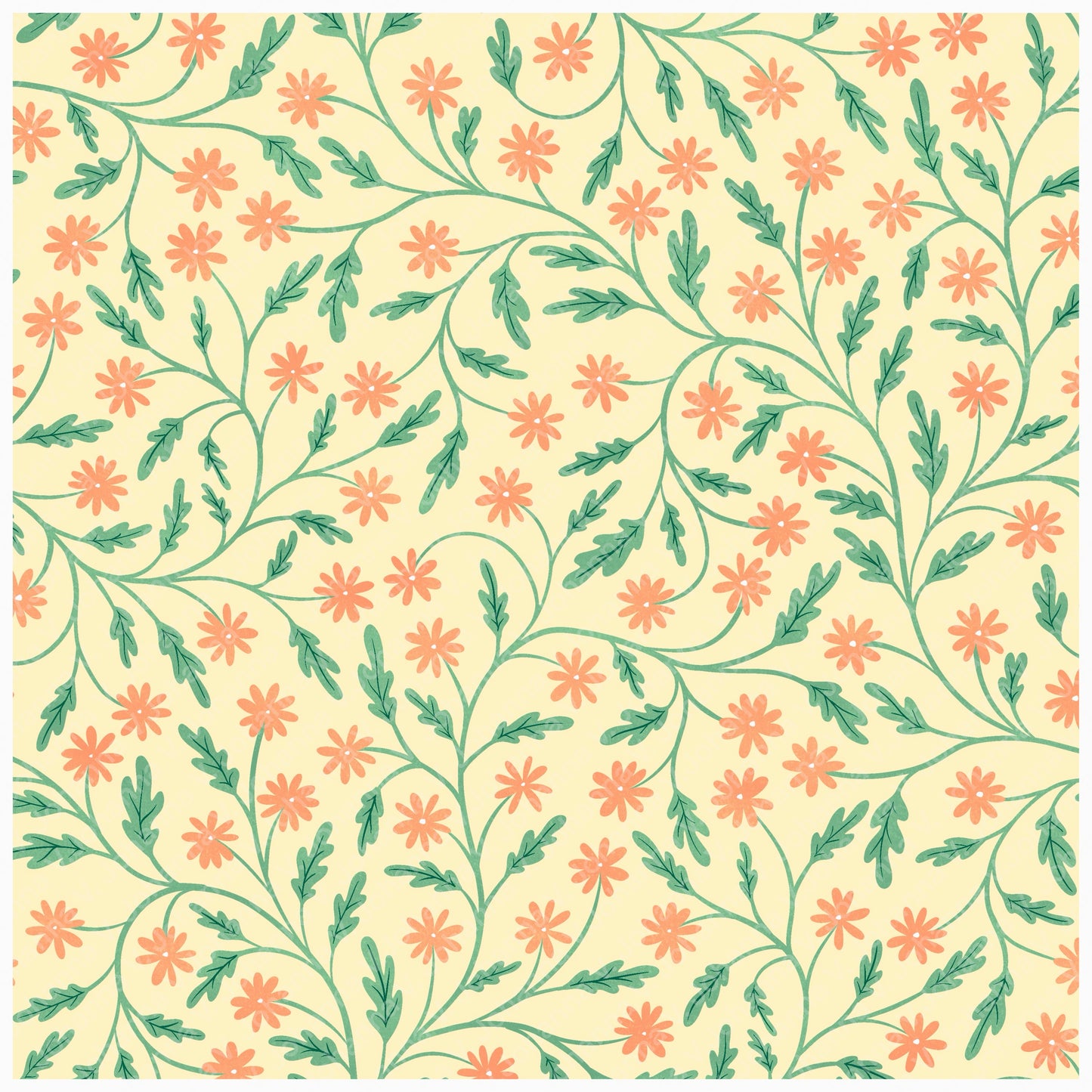 Spring Bunny Pattern Collection Orange | Bunnies, Flowers & Carrots | Seamless Digital Paper PNG for Sublimation & POD