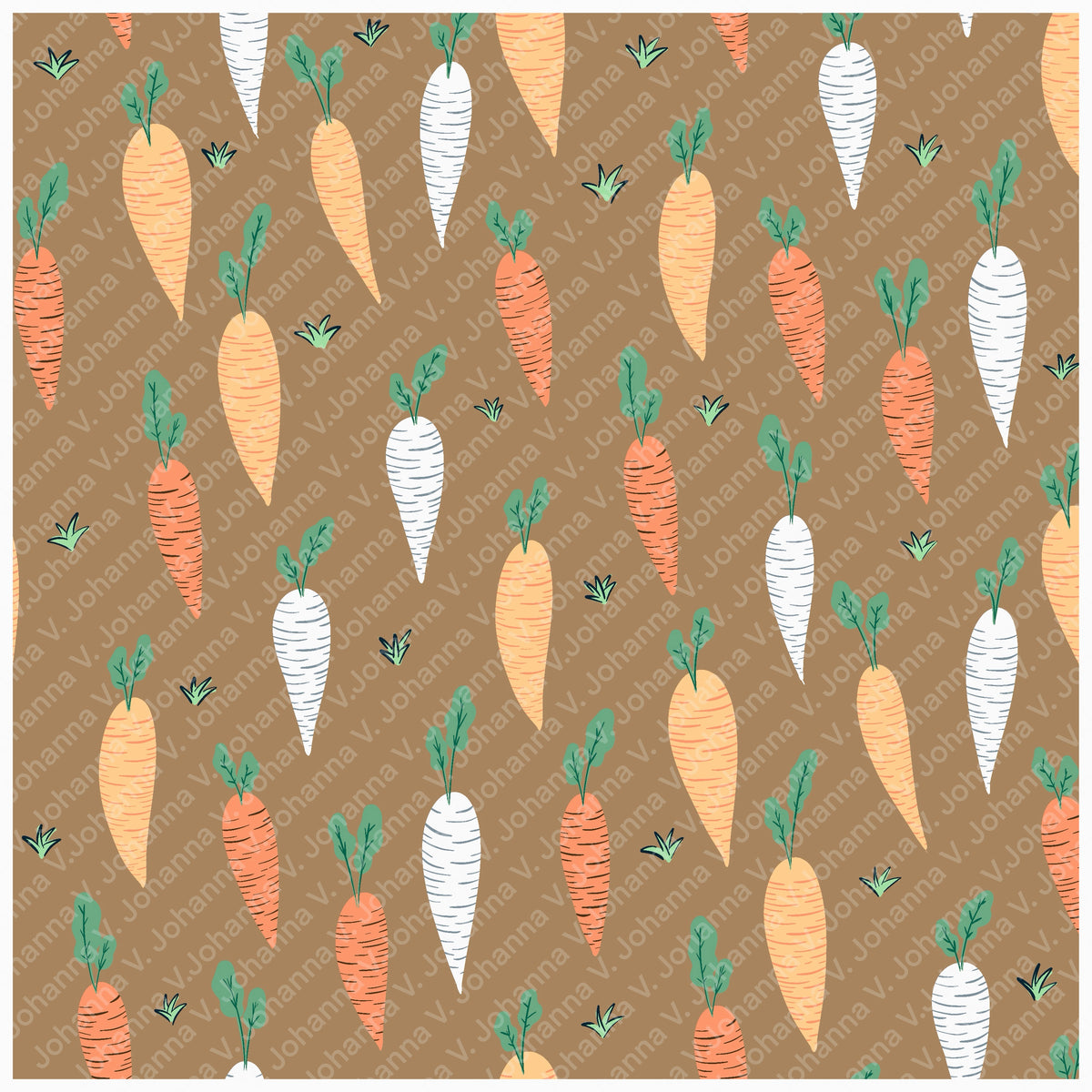 Spring Bunny Pattern Collection Orange | Bunnies, Flowers & Carrots | Seamless Digital Paper PNG for Sublimation & POD