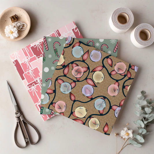 Christmas Basset Hound Seamless Pattern Bundle Green | Ornaments, Lights, Gifts & Candy Canes | 12x12” PNGs | Digital Download | Commercial & Personal