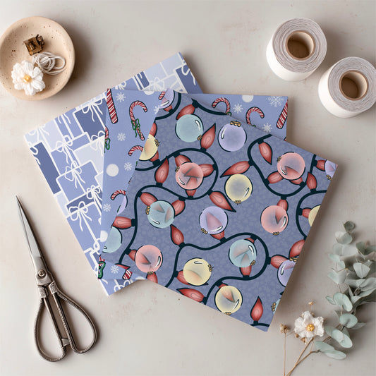 Christmas Basset Hound Seamless Pattern Bundle Purple | Ornaments, Lights, Gifts & Candy Canes | 12x12” PNGs | Digital Download | Commercial & Personal