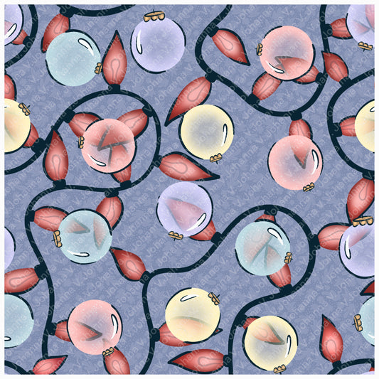 Christmas Ornaments & Lights Seamless Pattern Purple | Holiday Digital Design | 12x12” PNG