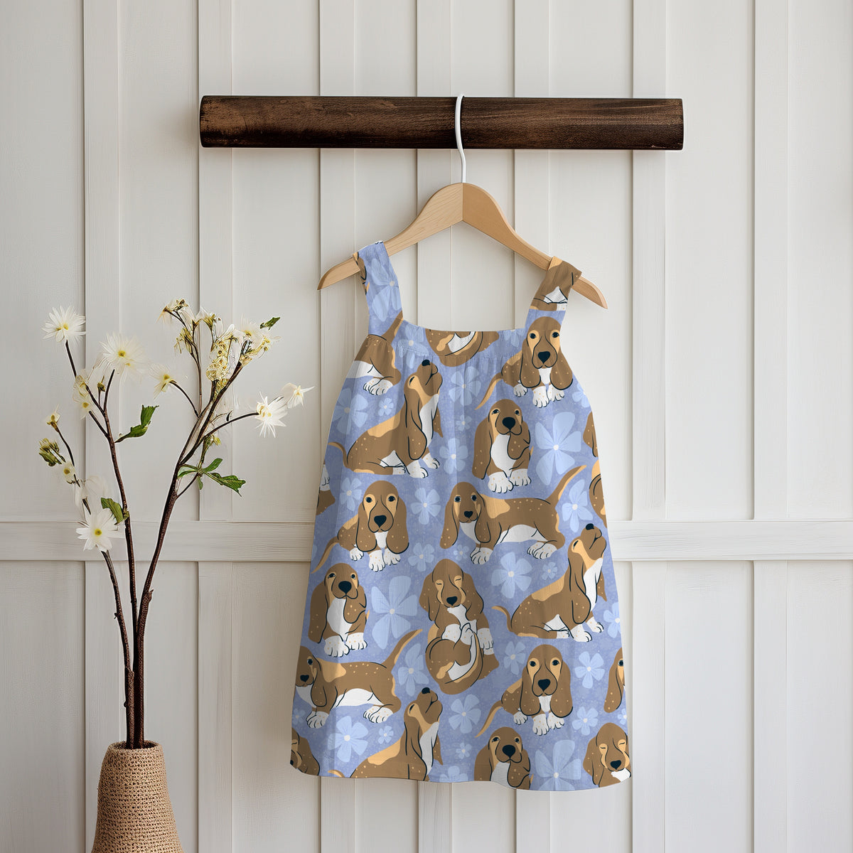 Basset Hound Floral Seamless Pattern Purple | Cute Dog Pattern | 12x12β PNG Digital Download