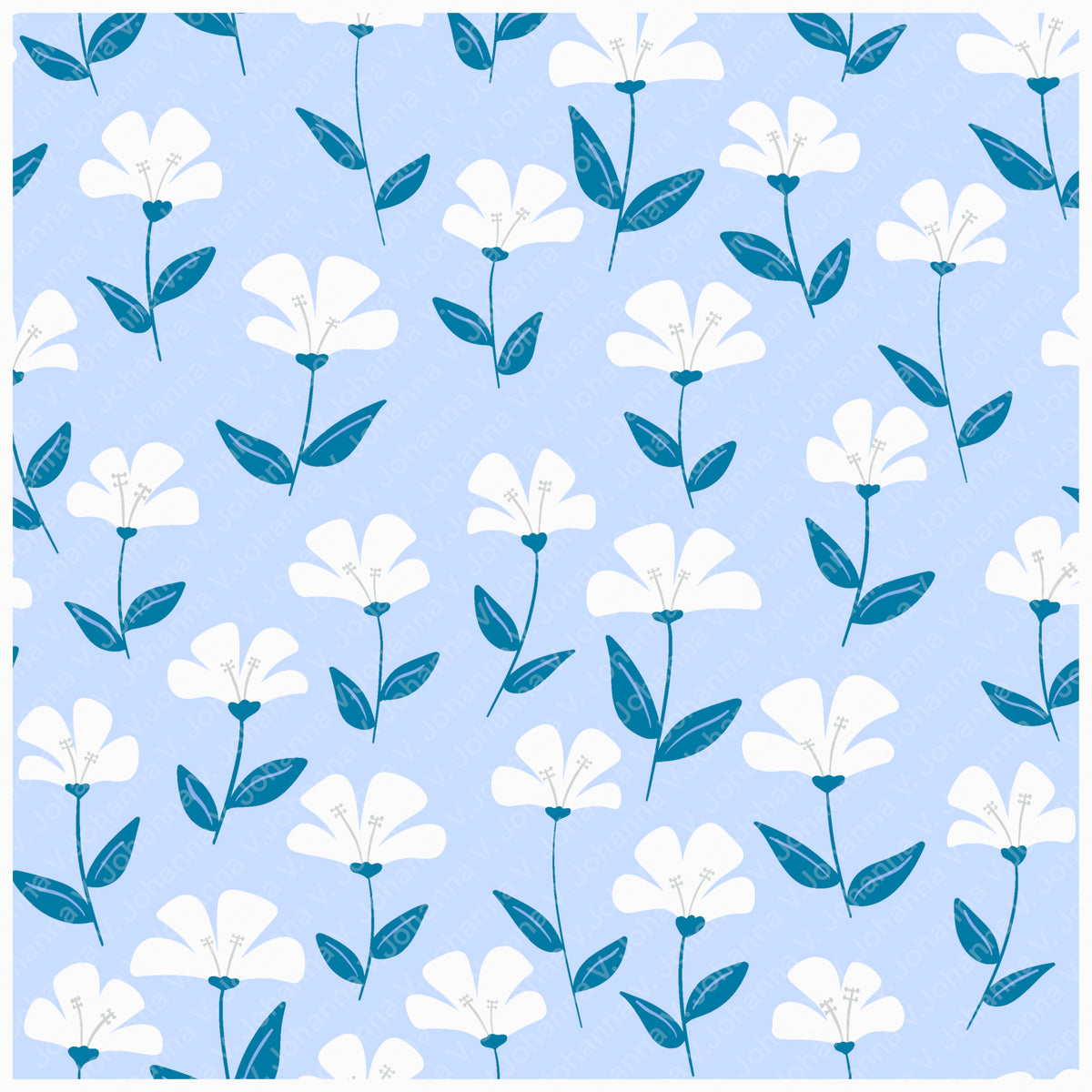 Basset Hound Seamless Pattern Bundle Blue | Florals, Botanicals & Dog Toys | 12x12” PNGs | Digital Download | Commercial & Personal