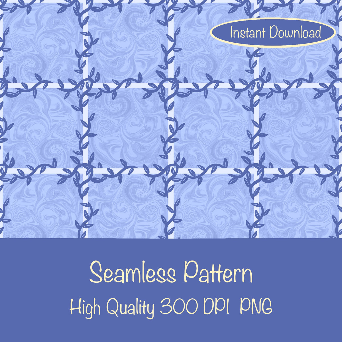 Whimsical Tiles & Botanicals Seamless Pattern Purple | Digital Paper PNG 12β x 12β 300 DPI
