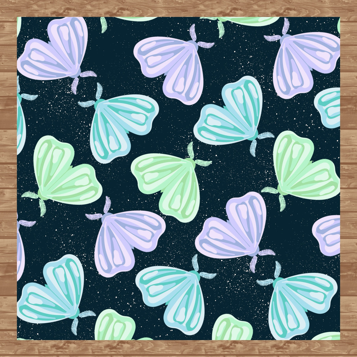 Whimsical Moths Seamless Pattern Dark | Digital Paper PNG 12” x 12” 300 DPI