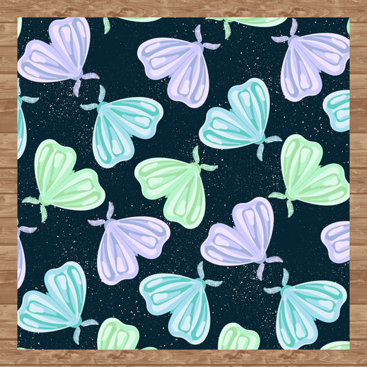 Whimsical Moths Seamless Pattern Dark