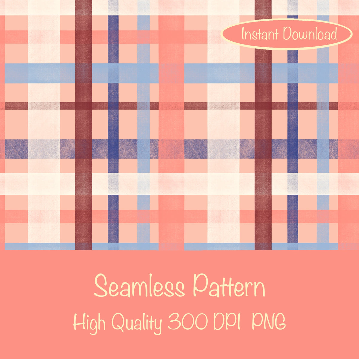 Classic Plaid Seamless Pattern Pink | Digital Paper PNG | Tartan Check Design | 12” x 12” 300 DPI Commercial Use