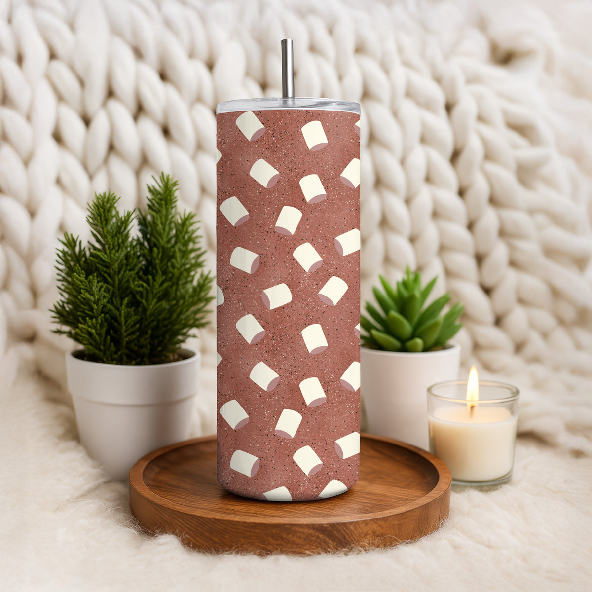 Hot Cocoa 20 oz Tumbler Wrap β Cozy Winter Mug Print PNG | Digital 9.25β x 8.20β