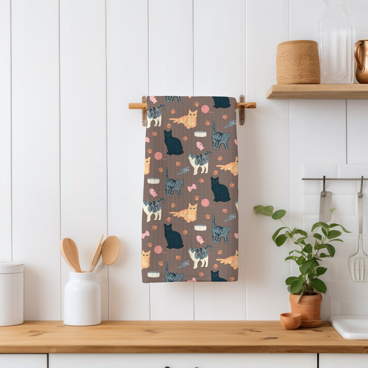 Cat Seamless Pattern Brown β Whimsical Feline Digital Design PNG | 12β x 12β 300 DPI