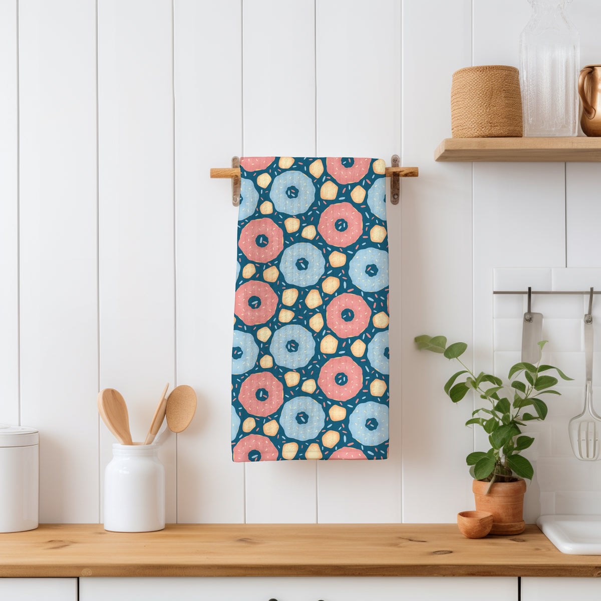 Donut Seamless Pattern Blue | Sweet Dessert Digital Background | 12x12 PNG Download