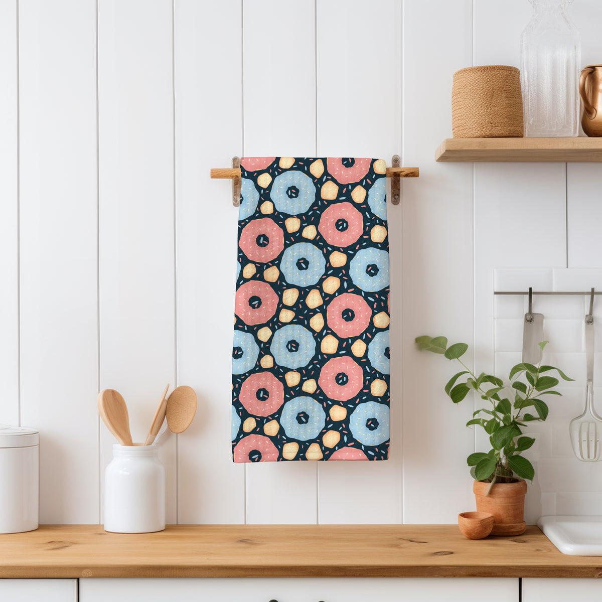 Donut Seamless Pattern Dark | Sweet Dessert Digital Background | 12x12 PNG Download