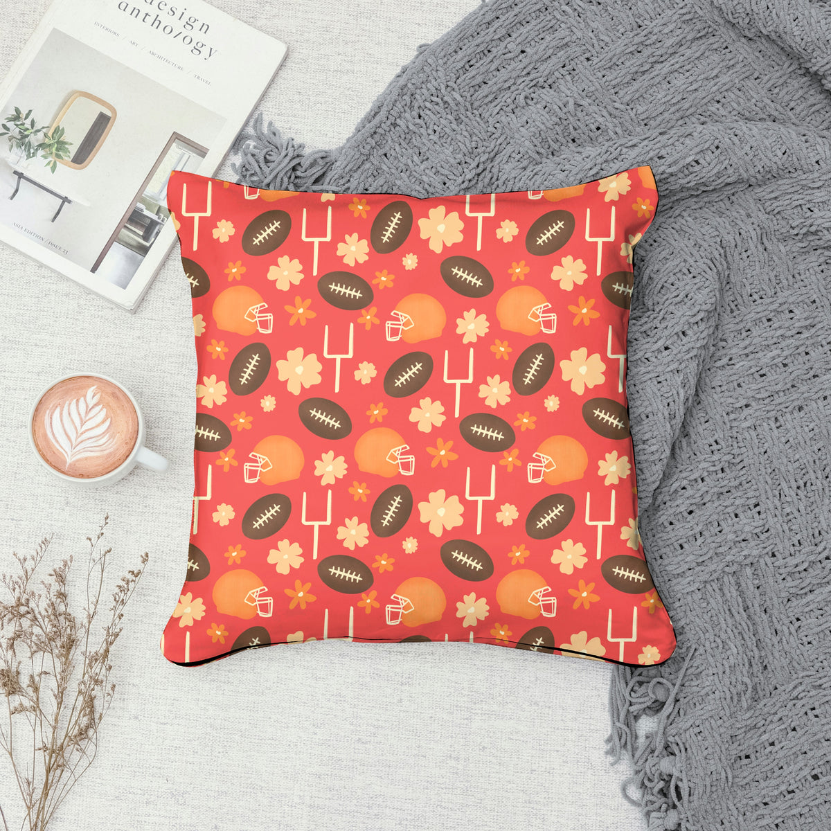 Botanical Orange Blossom Seamless Pattern Red | 12x12 PNG Digital Download | Citrus Floral Design
