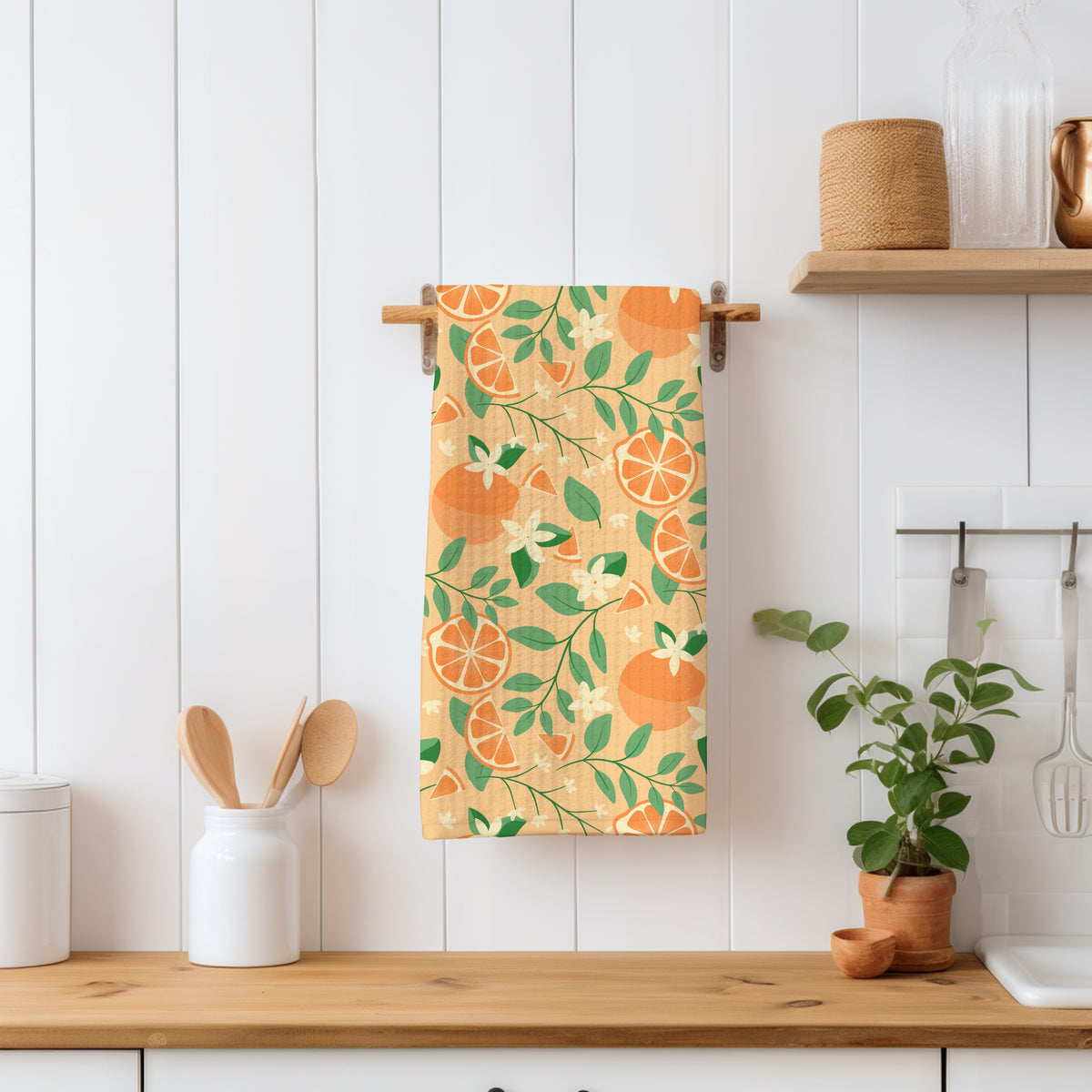 Botanical Orange Blossom Seamless Pattern Orange | 12x12 PNG Digital Download | Citrus Floral Design