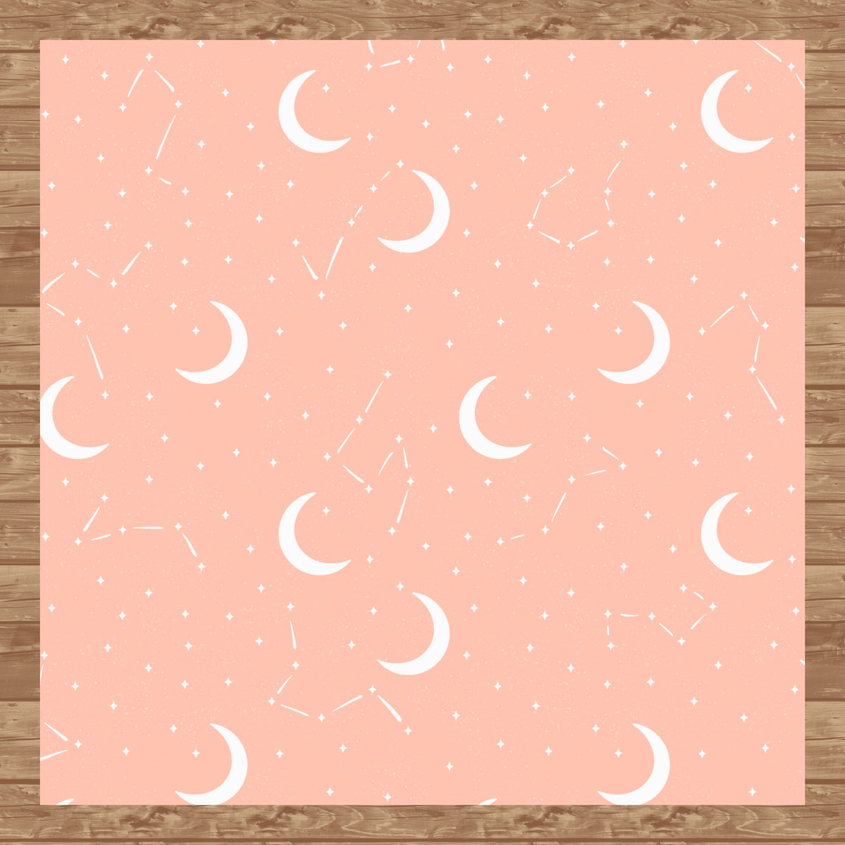 Moon & Constellation Seamless Pattern Orange | Celestial Digital Design | 12x12 PNG Download