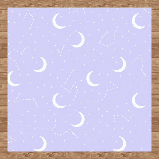 Moon & Constellation Seamless Pattern Light Purple | Celestial Digital Design | 12x12 PNG Download