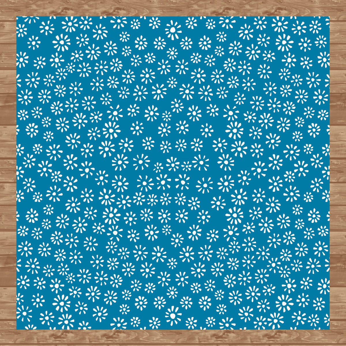Cute Drawn Daisy Seamless Pattern Blue | Floral Digital Download | 12x12 PNG