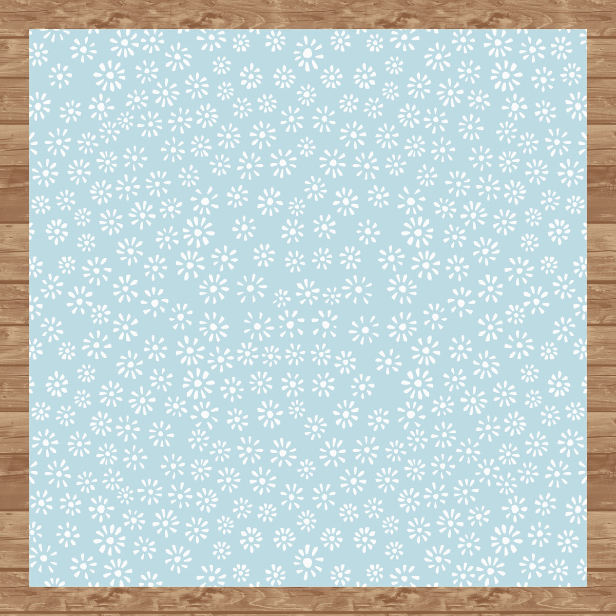 Cute Drawn Daisy Seamless Pattern Light Blue | Floral Digital Download | 12x12 PNG