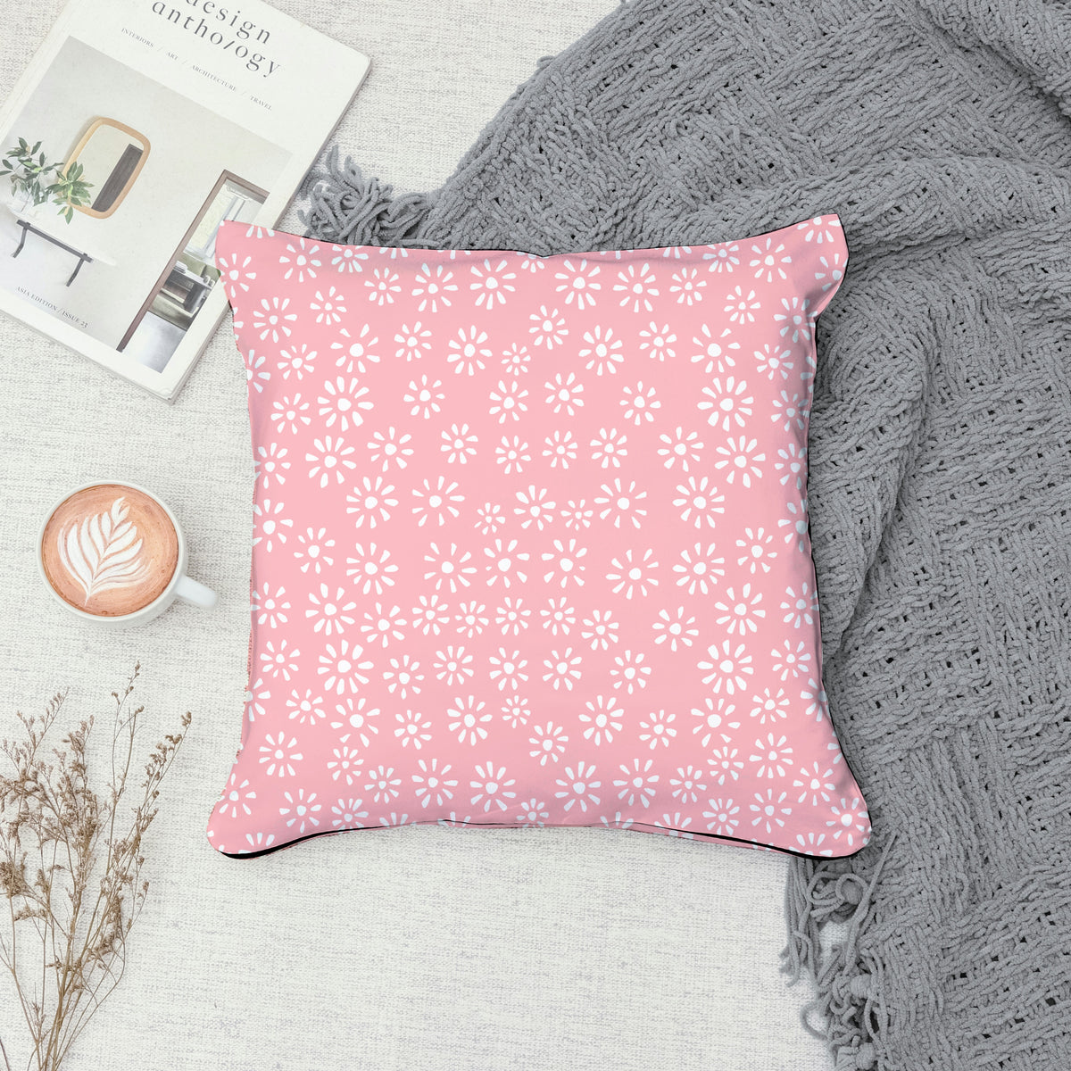 Cute Drawn Daisy Seamless Pattern Pink | Floral Digital Download | 12x12 PNG