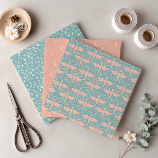 Dragons, Moons & Botanicals Digital Paper Pack | Fantasy Seamless Backgrounds | 12x12 PNG | Collection 2 | Personal & Commercial Use