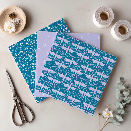 Dragons, Moons & Botanicals Digital Paper Pack | Fantasy Seamless Backgrounds | 12x12 PNG | Collection 3 | Personal & Commercial Use